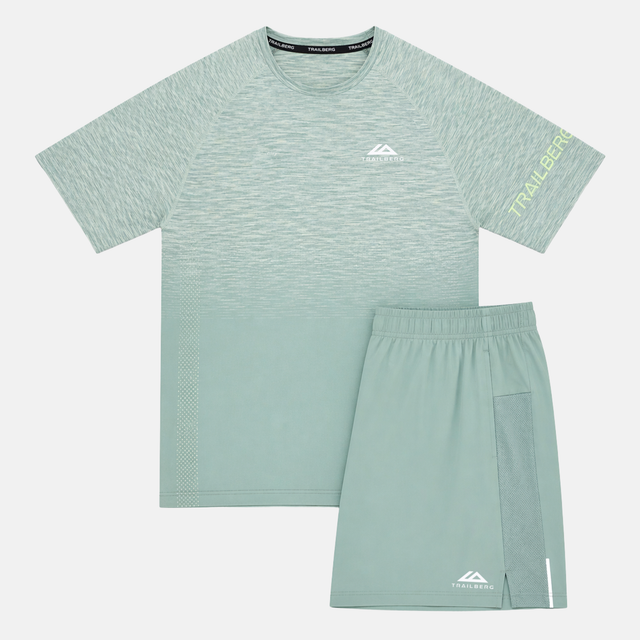 Trailberg Arc Seamless T-Shirt / Shorts Set - Willow/Mint