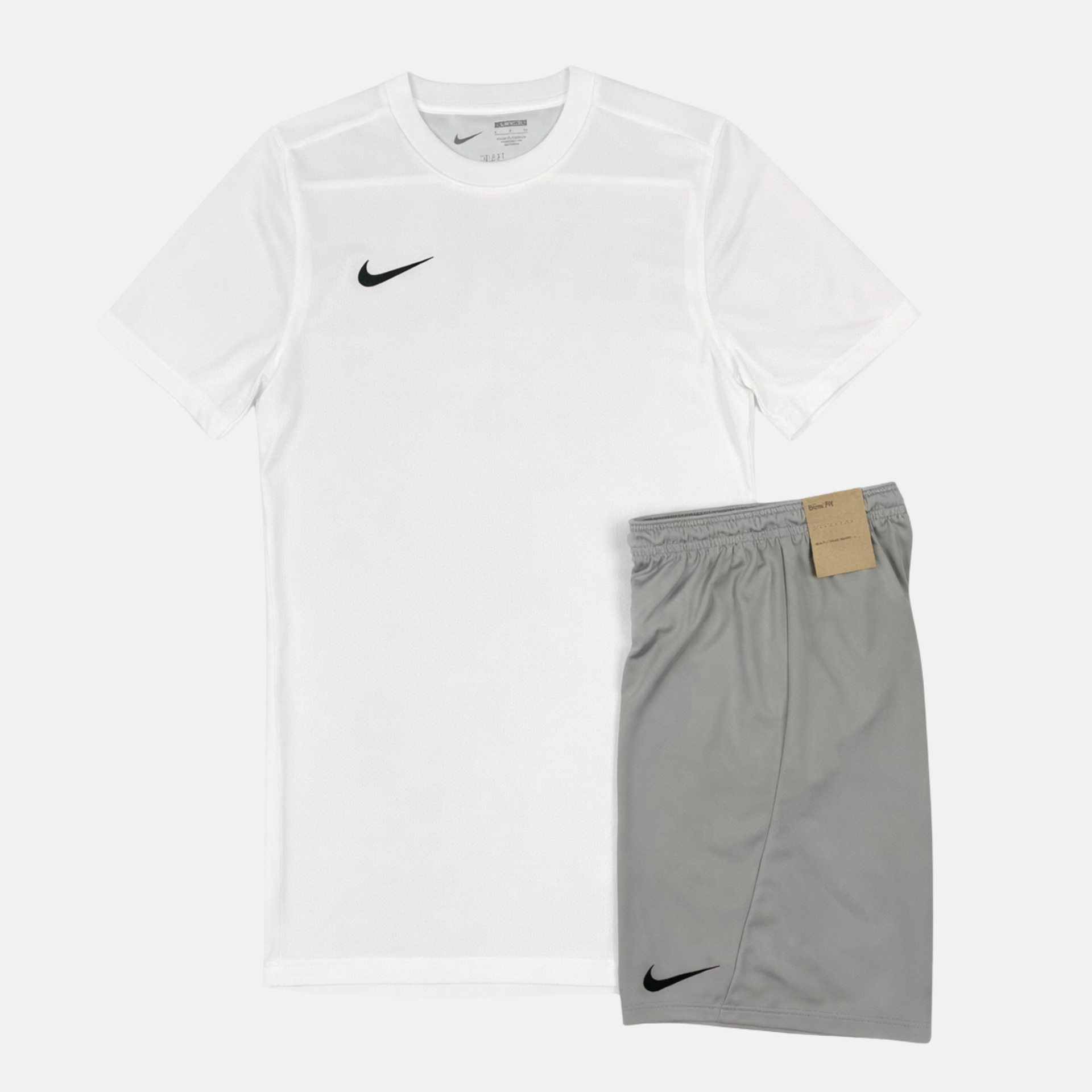 Dri Fit Tshirt Shorts Set White Grey