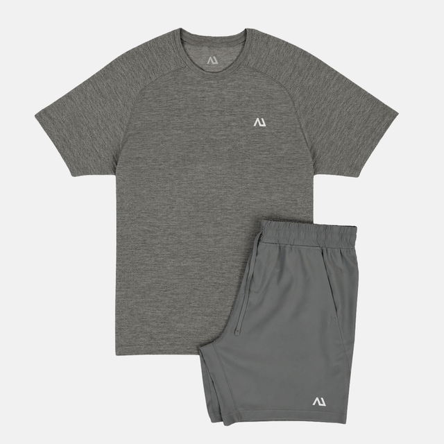 Agaru Form Core T-Shirt / Short Set - Stone/Grey