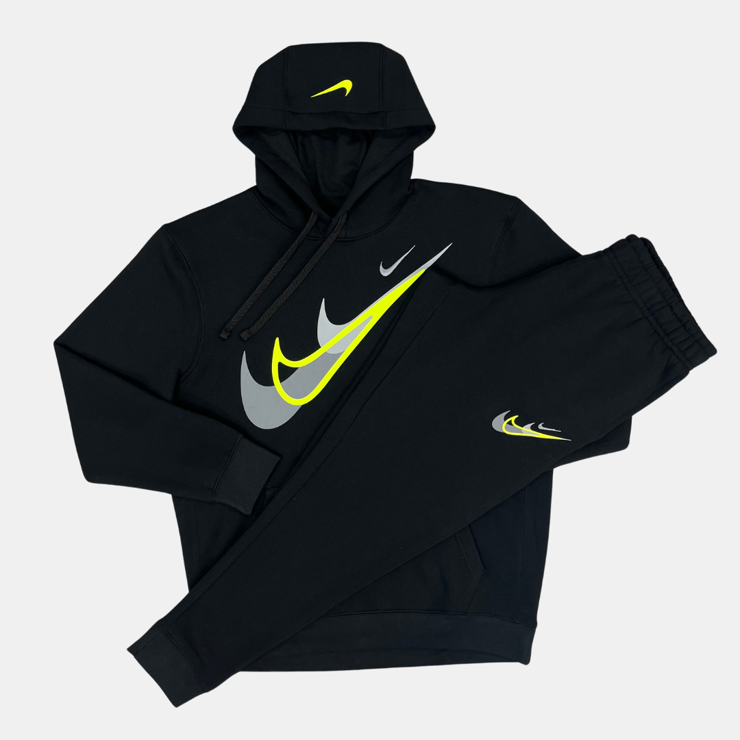 Nike Multi Swoosh Graphic Tracksuit - Black / Neon