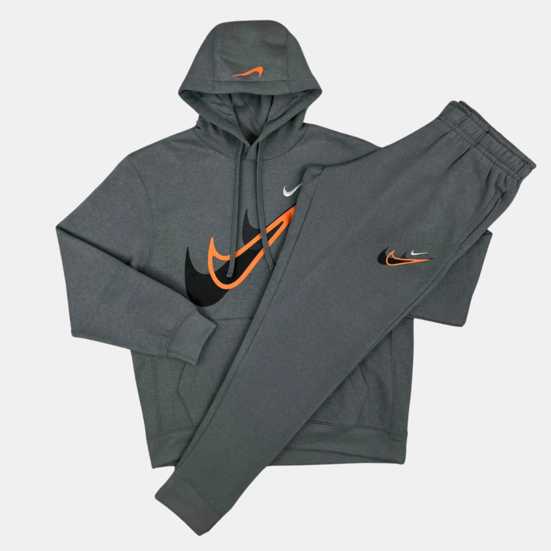 Nike Multi Swoosh Graphic Tracksuit Grey Orange DripUnion