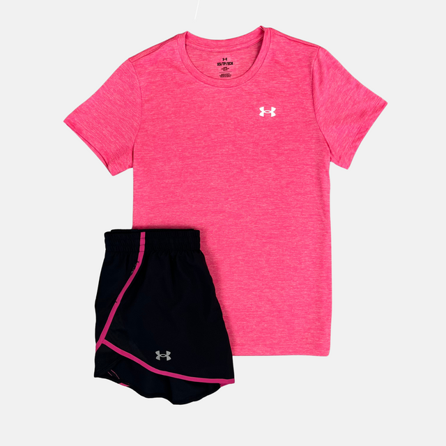 Under Armour Women's Tshirt / Shorts Set - Pink/Black