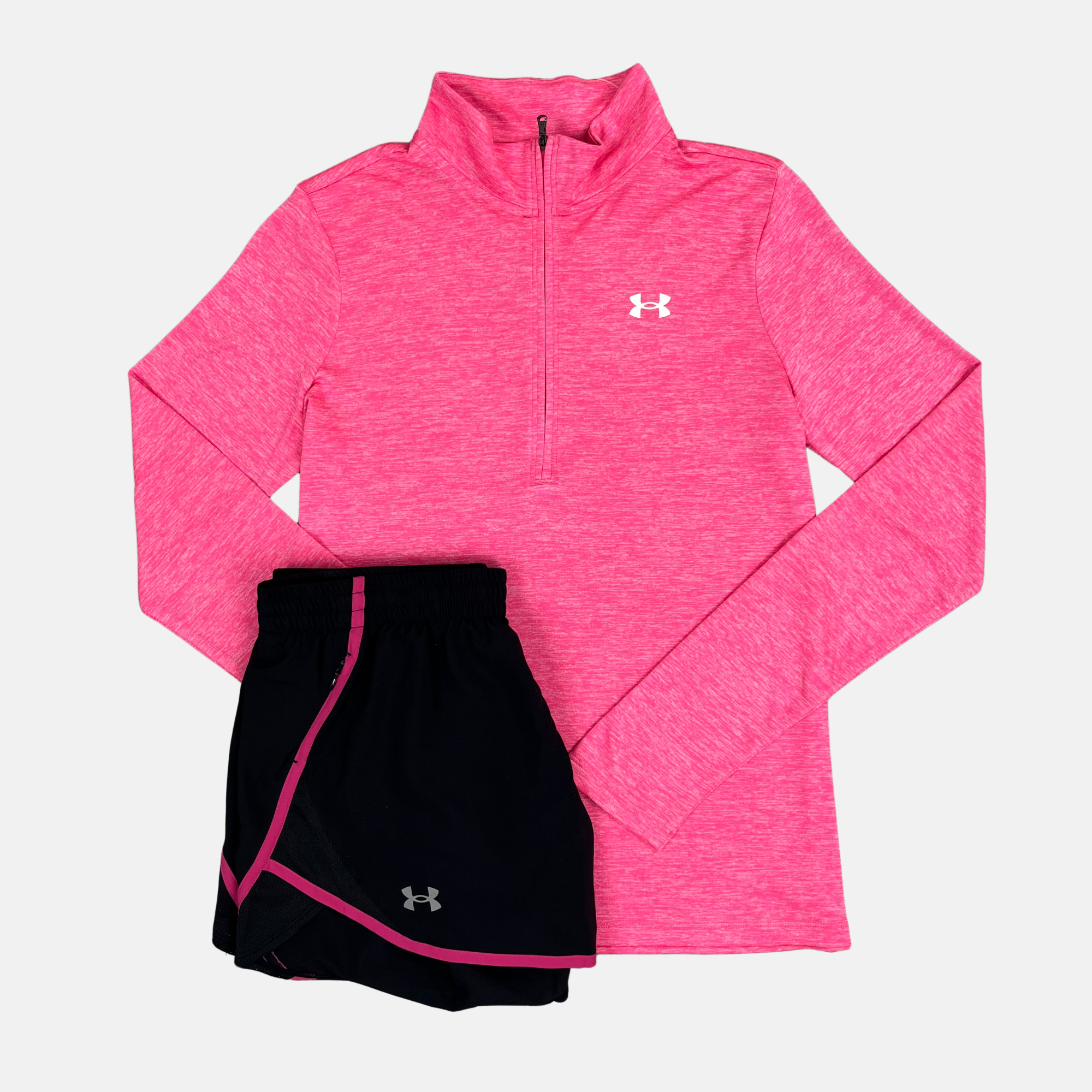 Under Armour Women's 1/4 Zip / Shorts Set - Pink/Black