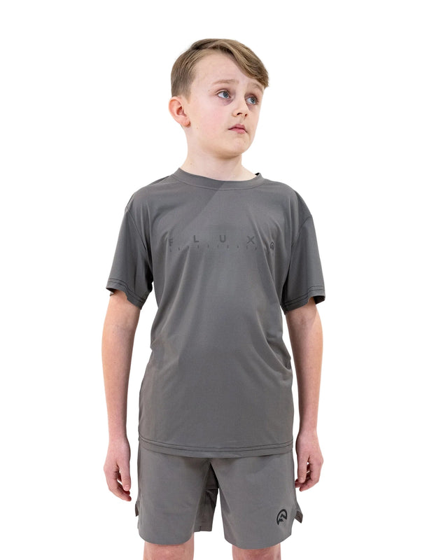 Flux Junior Graphic Logo T-Shirt / Shorts Set - Grey/Slate