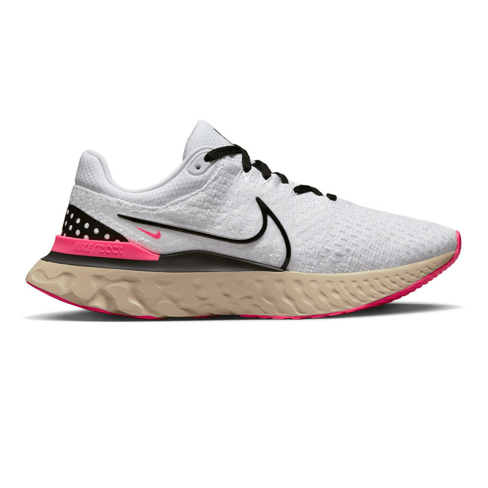 NIKE REACT INFINITY FLYKNIT 3 TRAINERS - WHITE/HOT PINK